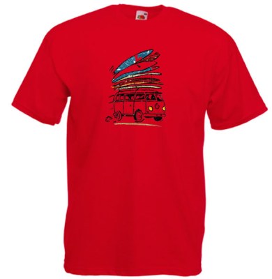  ΚΟΚΚΙΝΟ t-shirt FRUIT OF THE LOOM με στάμπα BUS